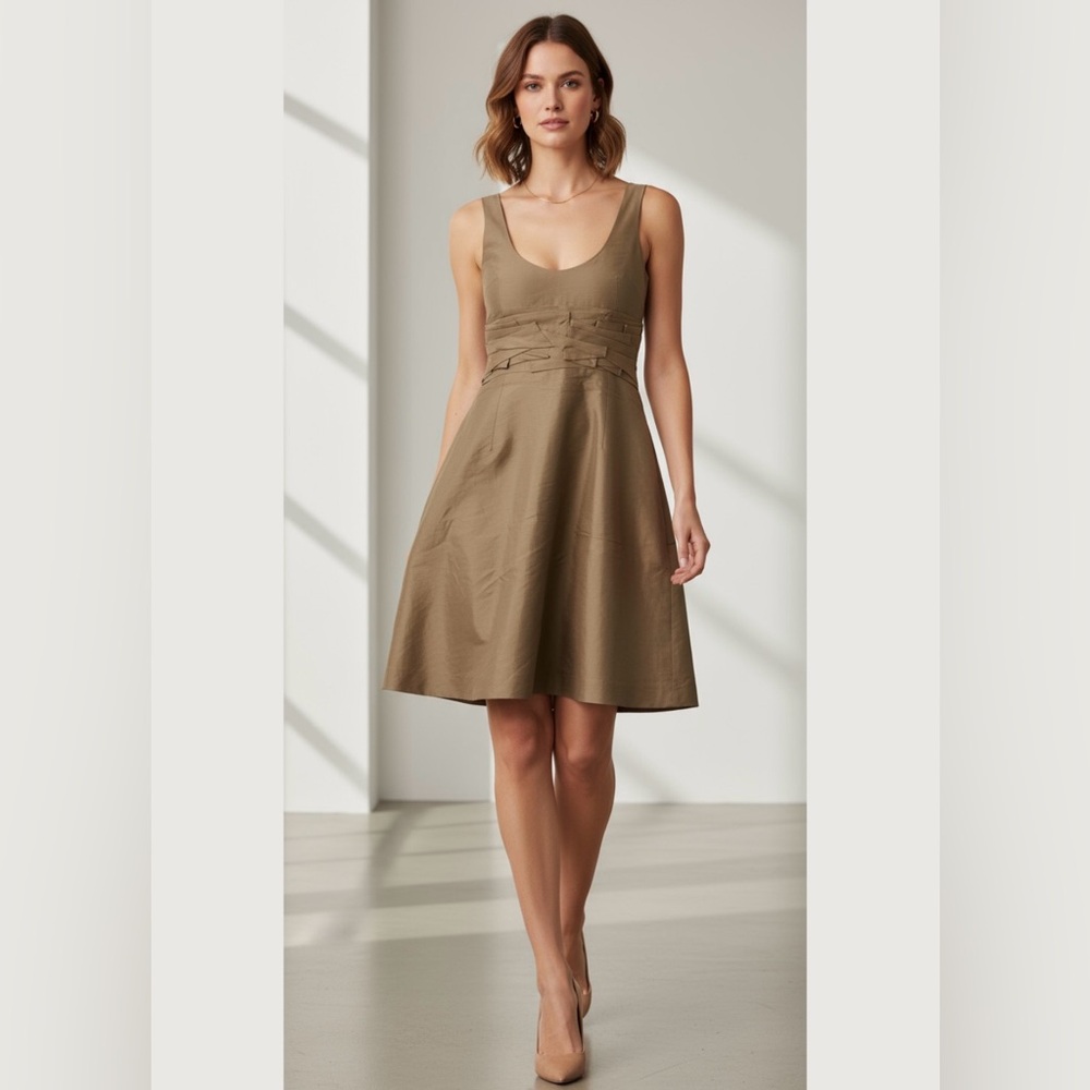 100% Silk Ann Taylor Tan Dress